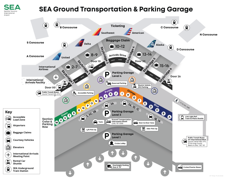 Map for Ground Transportation and Parking Garage