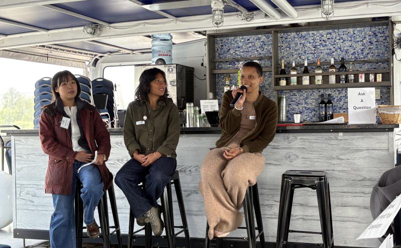 PCAT members and Port staff speaking at the Multilingual Boat Tour.