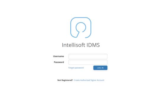 Intellisoft IDMS login screen showing username and password fields