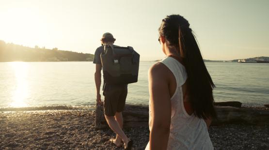 tour tourists exploring the washington state coast during sunset