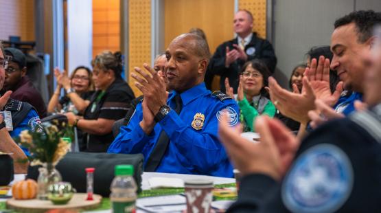 TSA workers celebrating at High Five recognition event