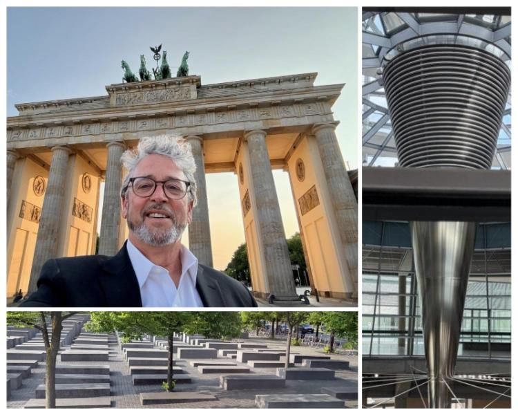 Commissioner Felleman at various landmarks in Berlin.