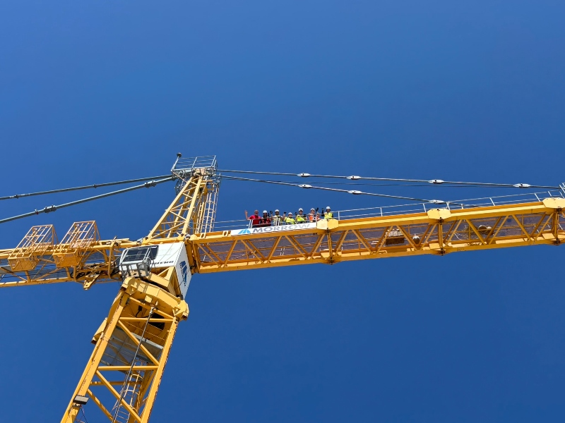 Communications team from atop the crane