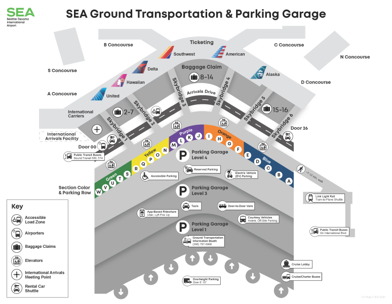 Map of SEA Airport parking garage.