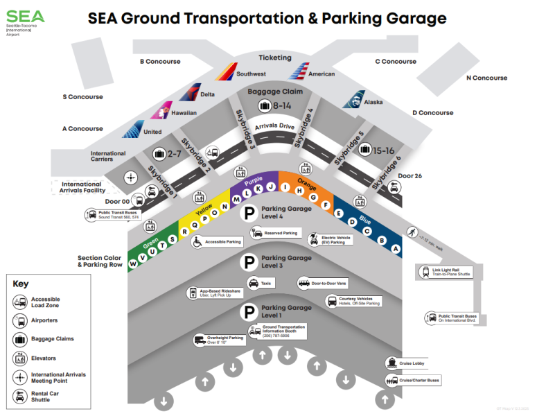 SEA Ground Transportation & Parking Garage Map