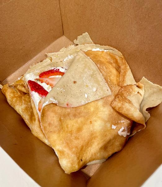 Strawberry and marscapone crepe