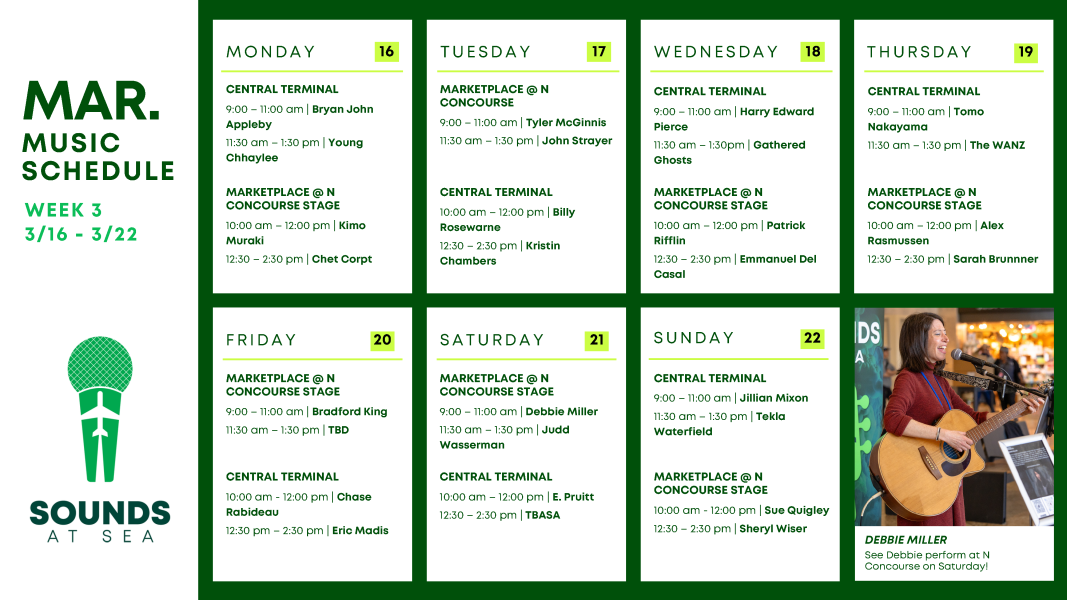 Sounds of SEA March Schedule