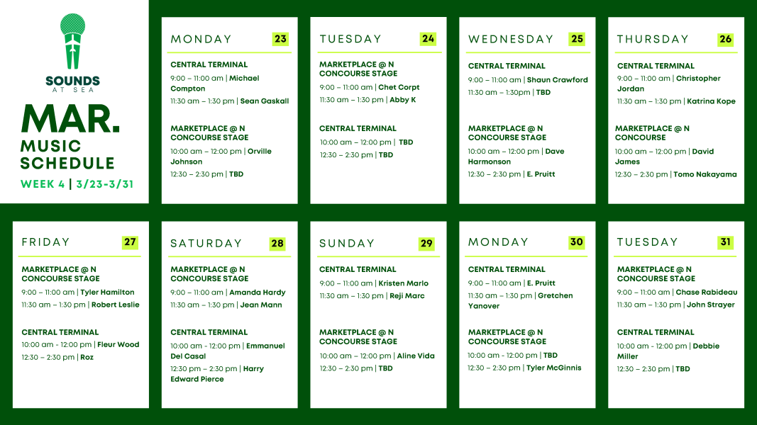 Sounds of SEA March Schedule