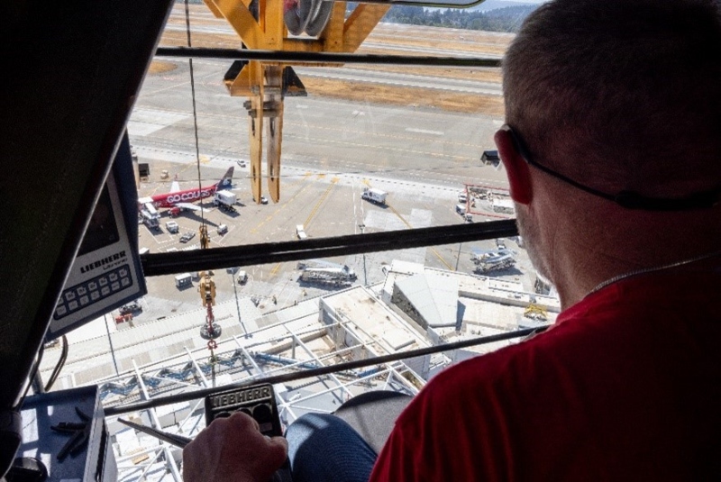 Mike Key working the controls