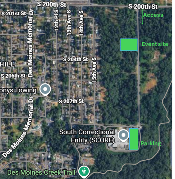 Map to parking for the planting site