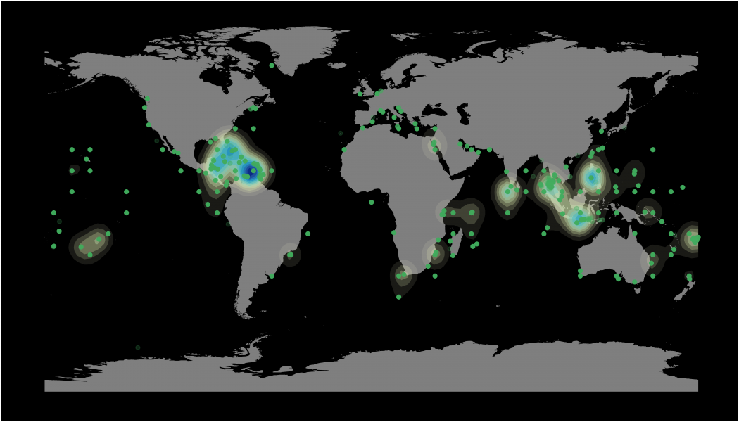 Heatmap of effort contributed to eOceans