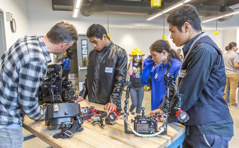 Students learning about maritime careers at the 2nd Annual Marine Science Exploration Day for high school students hosted by Youth Maritime Collaborative at the Seattle Maritime Academy