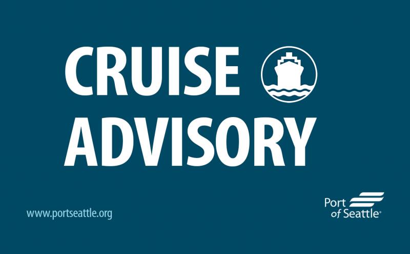 Cruise Advisory graphic on dark blue background