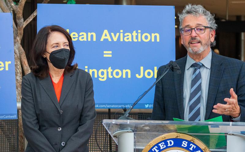 U.S. Senator Maria Cantwell (D-WA) Port of Seattle Commission President Fred Felleman Alaska Airlines SkyNRG and Climate Solutions discuss the critical role of Sustainable Aviation Fuels (SAFs) in GHG emissions