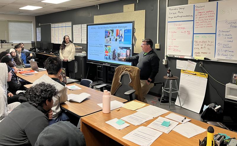Port staff present to Puget Sound Skills Center students.
