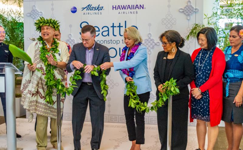 Ceremonies celebrating the debut Alaska Airlines service from Seattle-Tacoma International Airport (SEA) to Seoul 