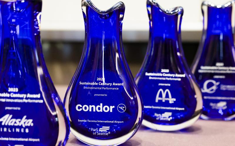 Four engraved awards presented at the 2024 Sustainable Century Awards luncheon