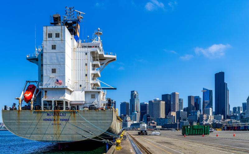 Matson vessel Mauna Lei at berth at Terminal 46 in Seattle