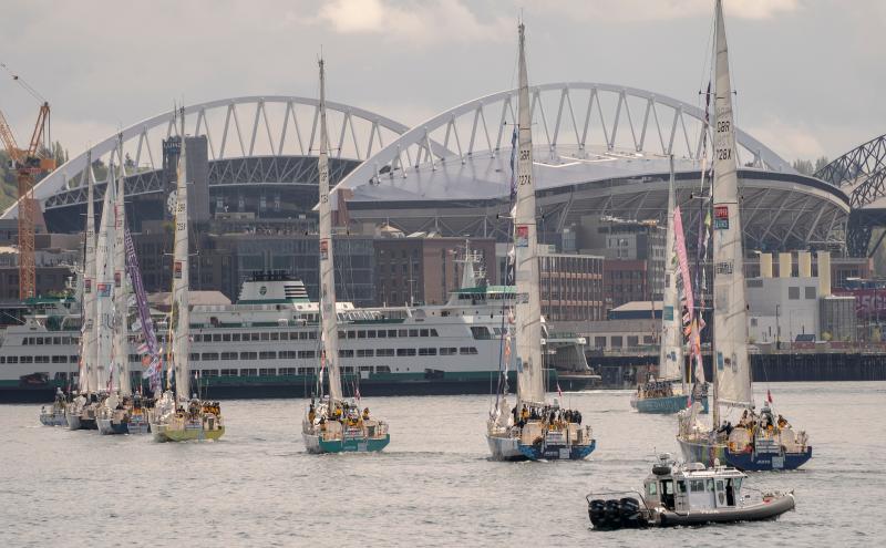 Clipper racing fleet for the parade of sail
