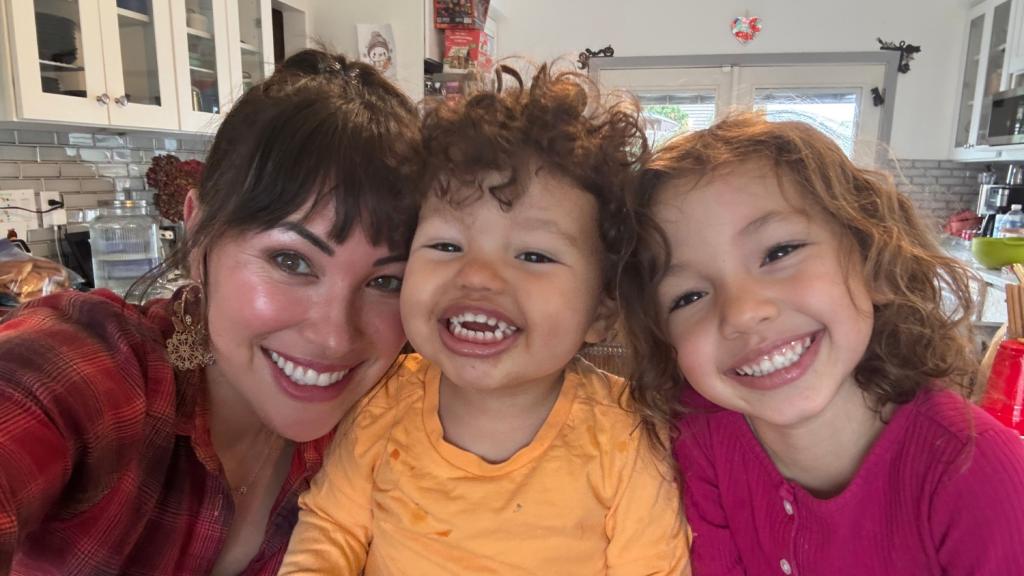 Port Commissioner Toshiko Hasegawa with her children Kota and Keiko during Thanksgiving